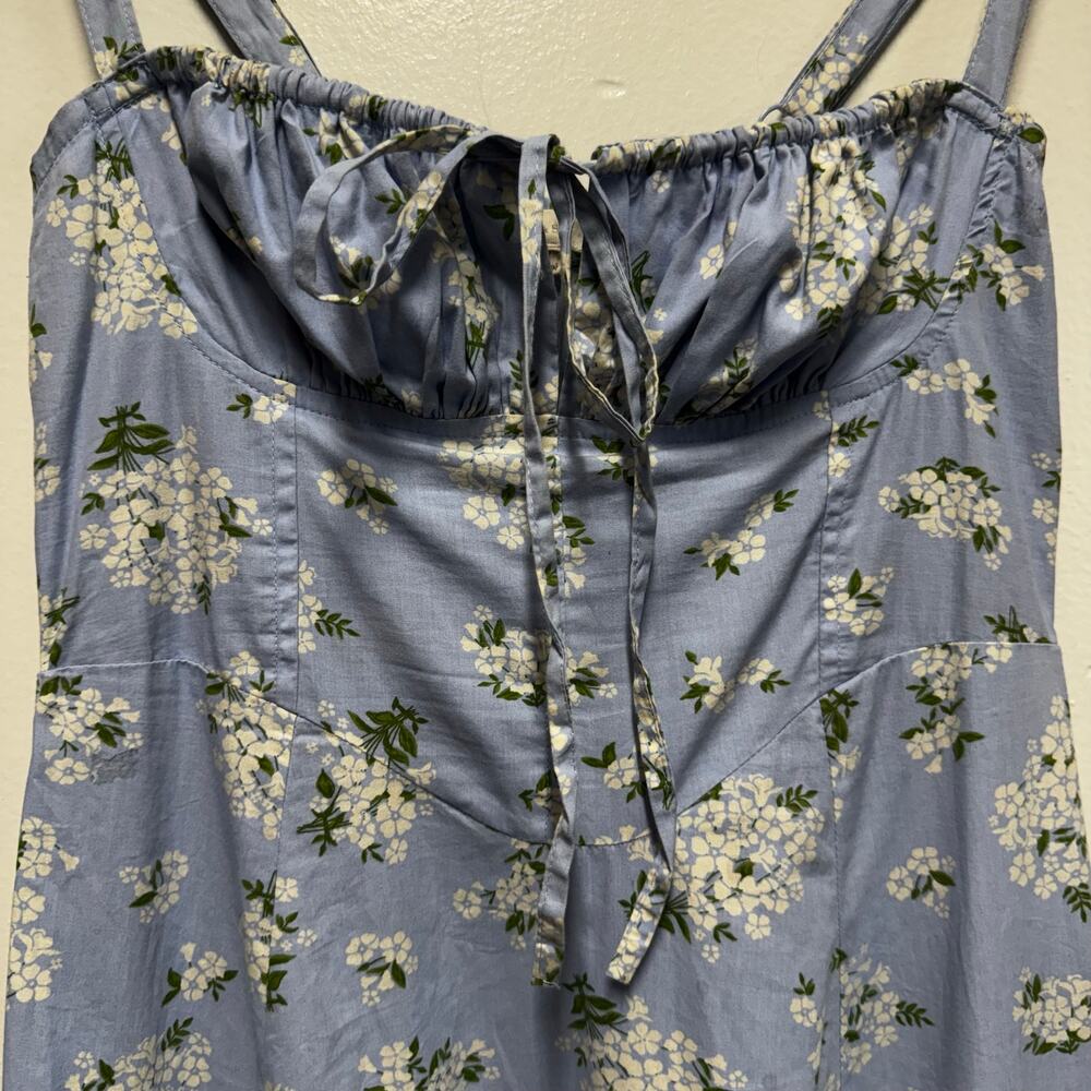 Sim & Sam Floral Maxi Empire Waist Dress M Blue Cotton Sundress Cottagecore Y2K - Picture 5 of 14